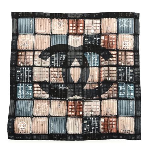 chanel shipping container|CHANEL Silk Shipping Container CC Square Scarf Black.